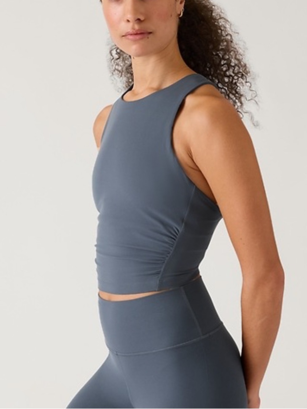 Athleta Conscious Twist Crop Top in Slate Blue-Grey